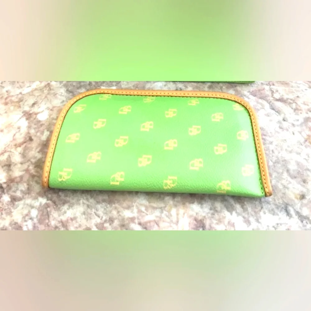 Dooney & Bourke Line Green Monogrammed Coated Canvas Soft Eyeglass Case